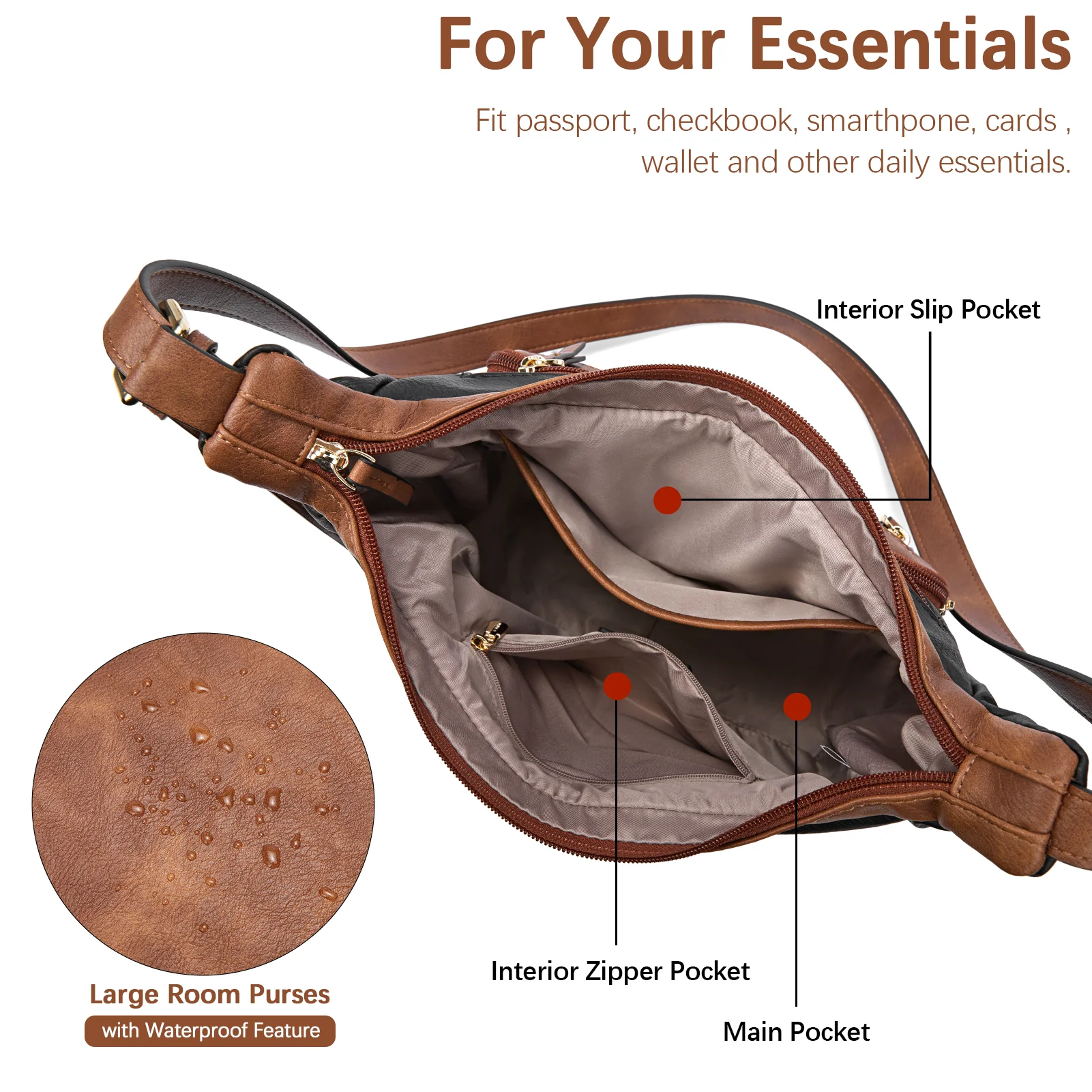 Evelyn Multi Pocket Shoulder Hobo Bag - Image 47