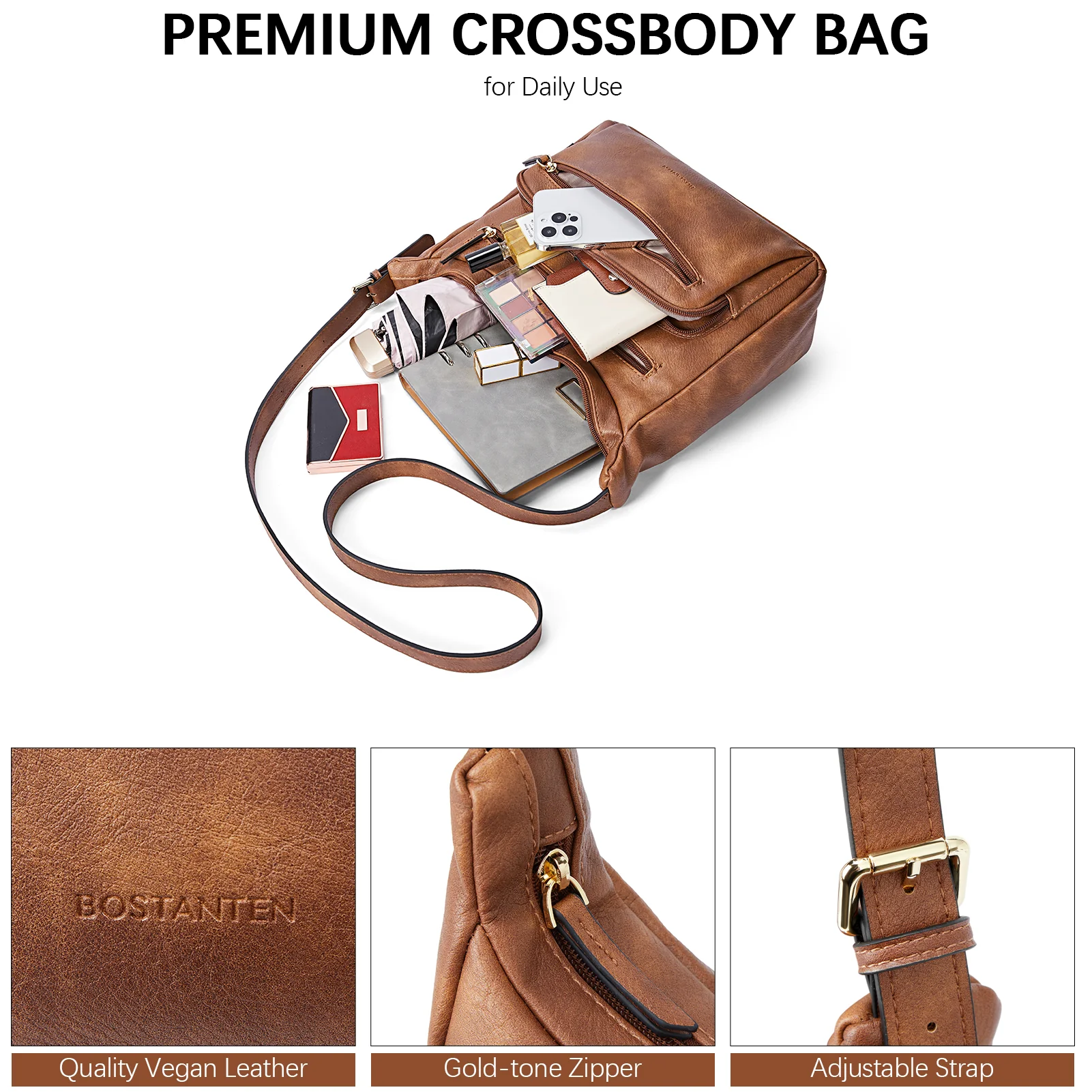 Evelyn Multi Pocket Shoulder Hobo Bag - Image 6