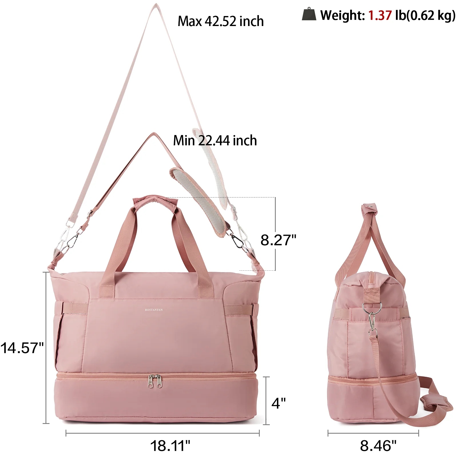 Judea Lightweight Weekender Bag with Shoe Compartment - Image 16