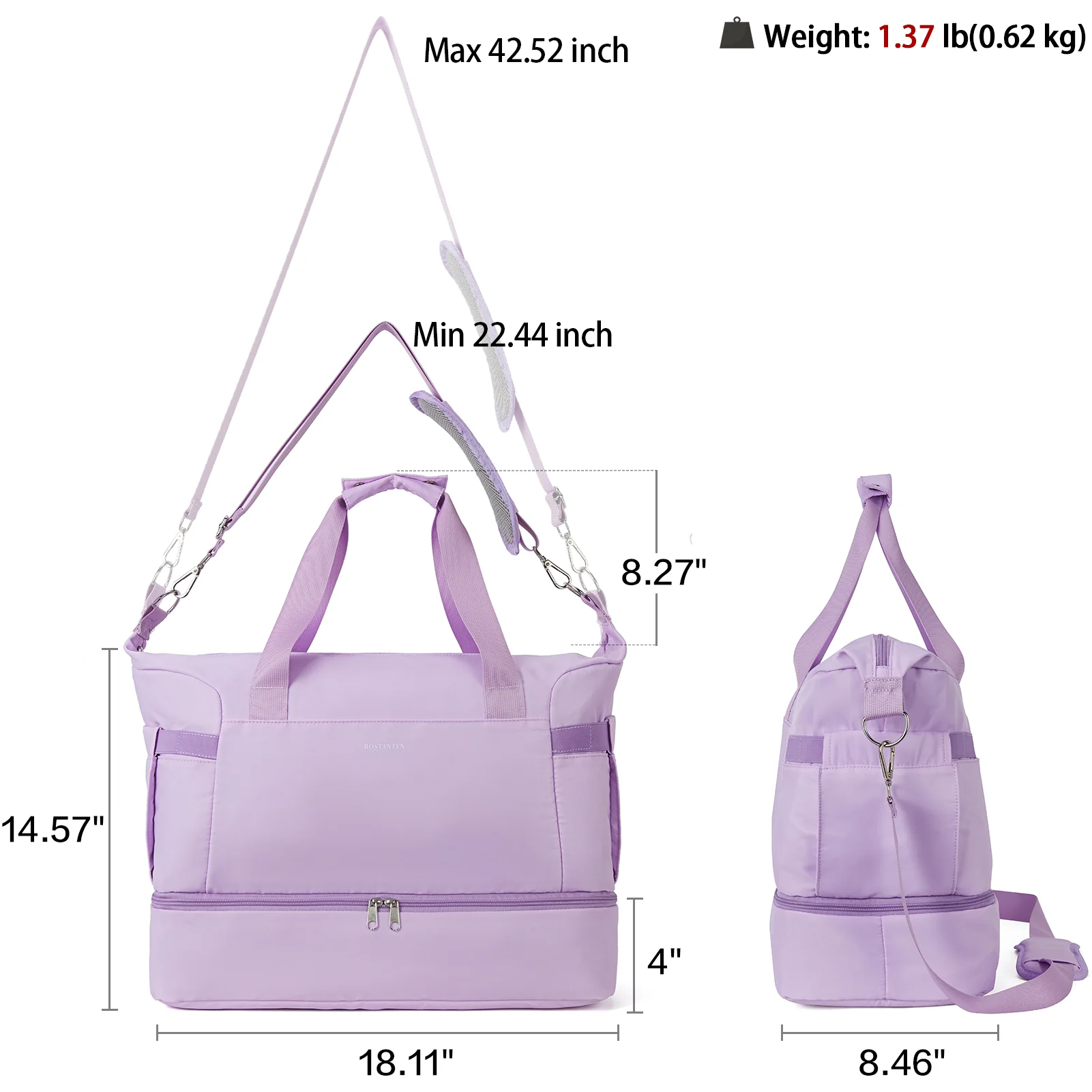 Judea Lightweight Weekender Bag with Shoe Compartment - Image 22