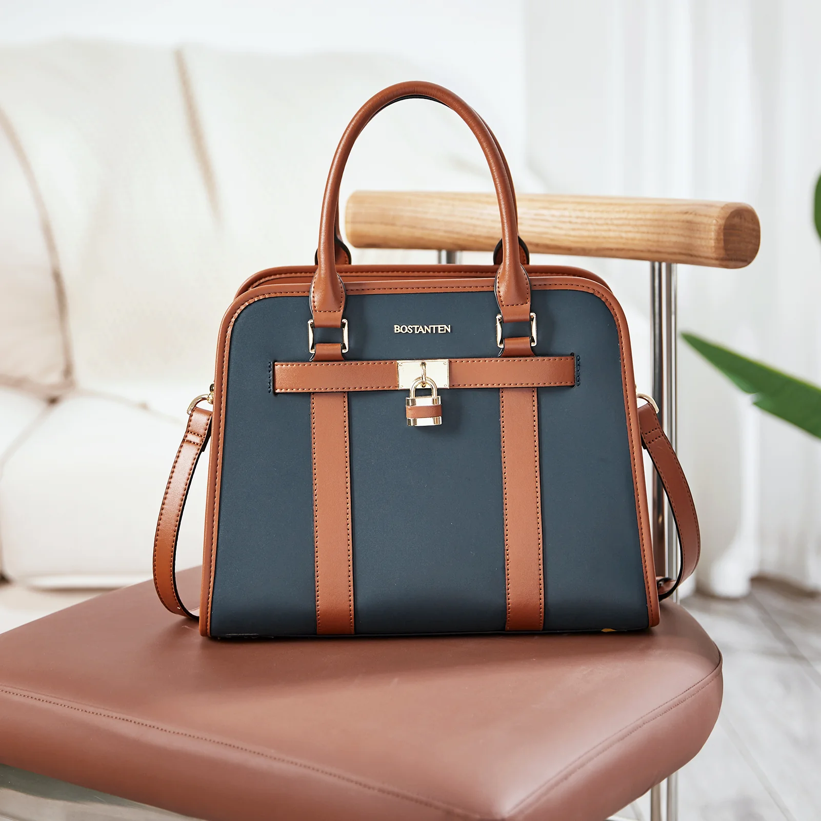 Stylish Two-Tone Top Handle Work Bag - Image 10