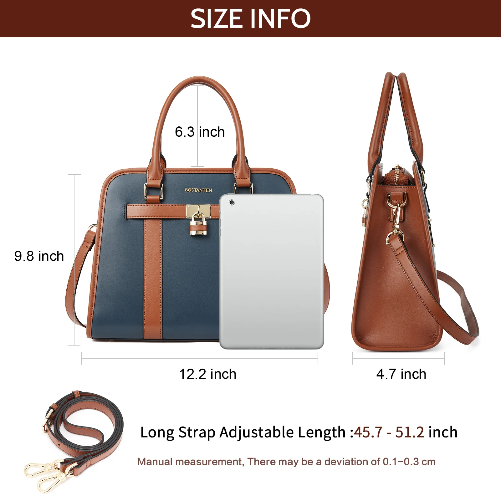 Stylish Two-Tone Top Handle Work Bag - Image 11