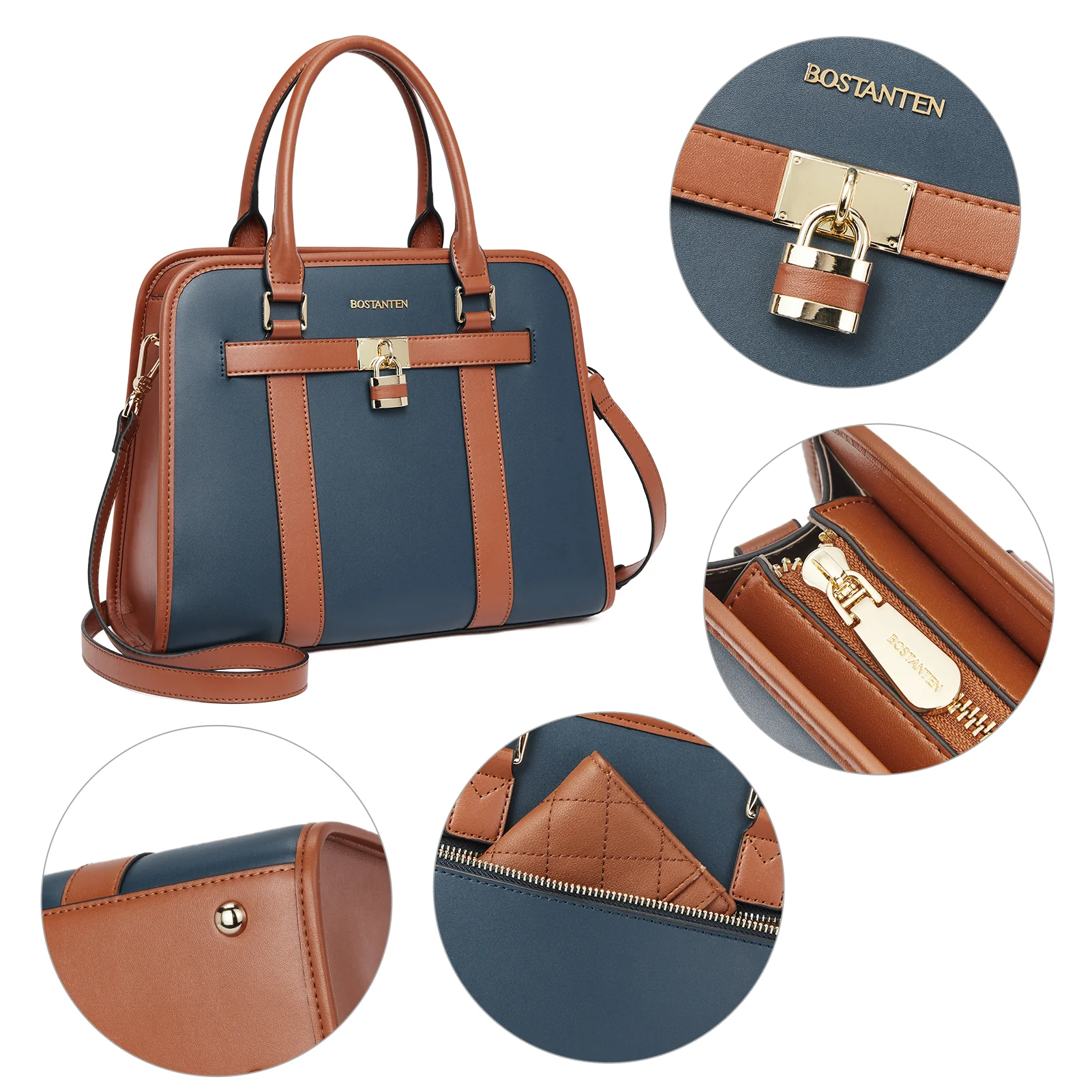 Stylish Two-Tone Top Handle Work Bag - Image 13