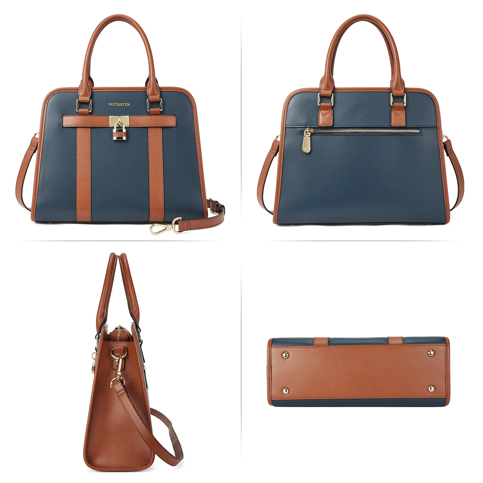 Stylish Two-Tone Top Handle Work Bag - Image 14