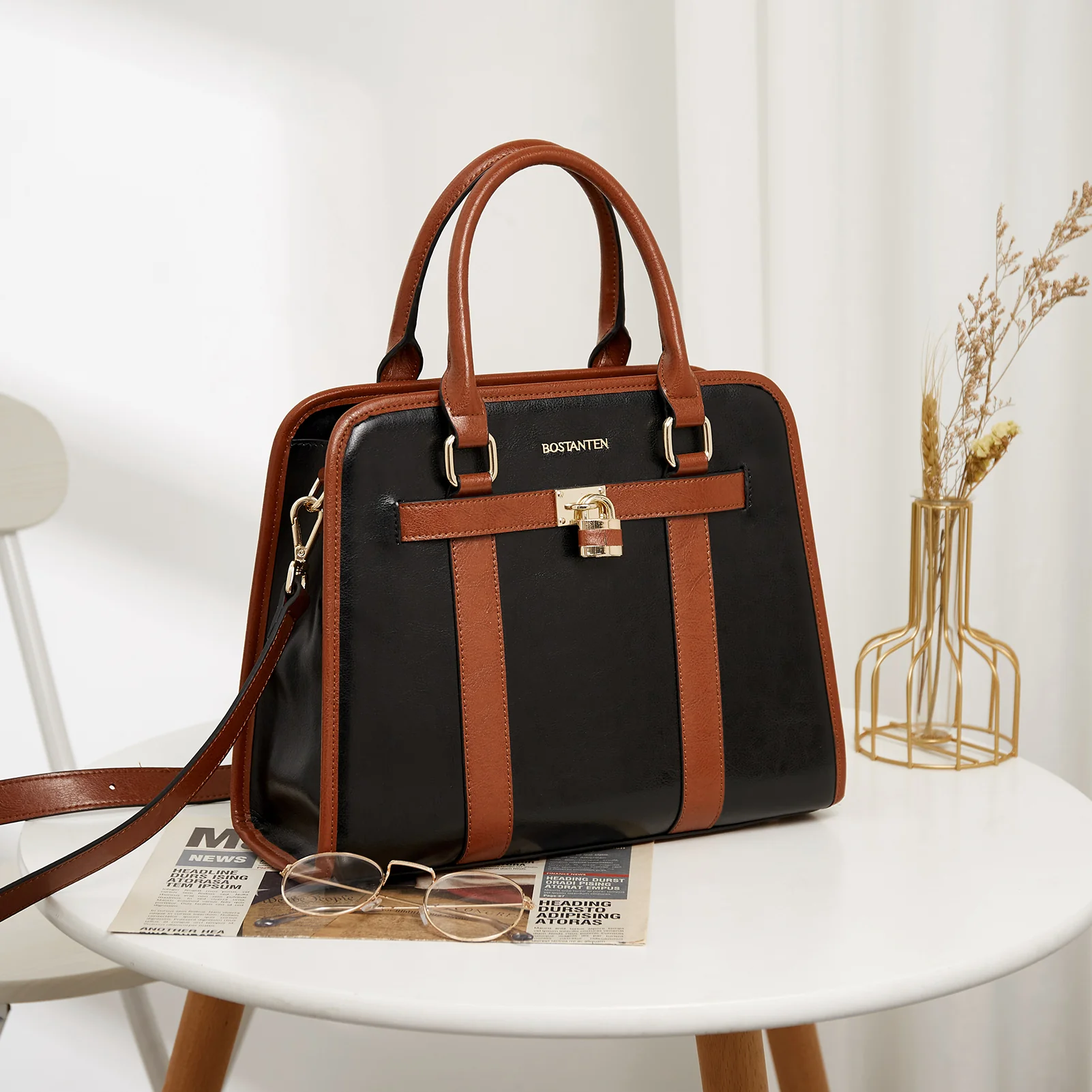 Stylish Two-Tone Top Handle Work Bag - Image 2