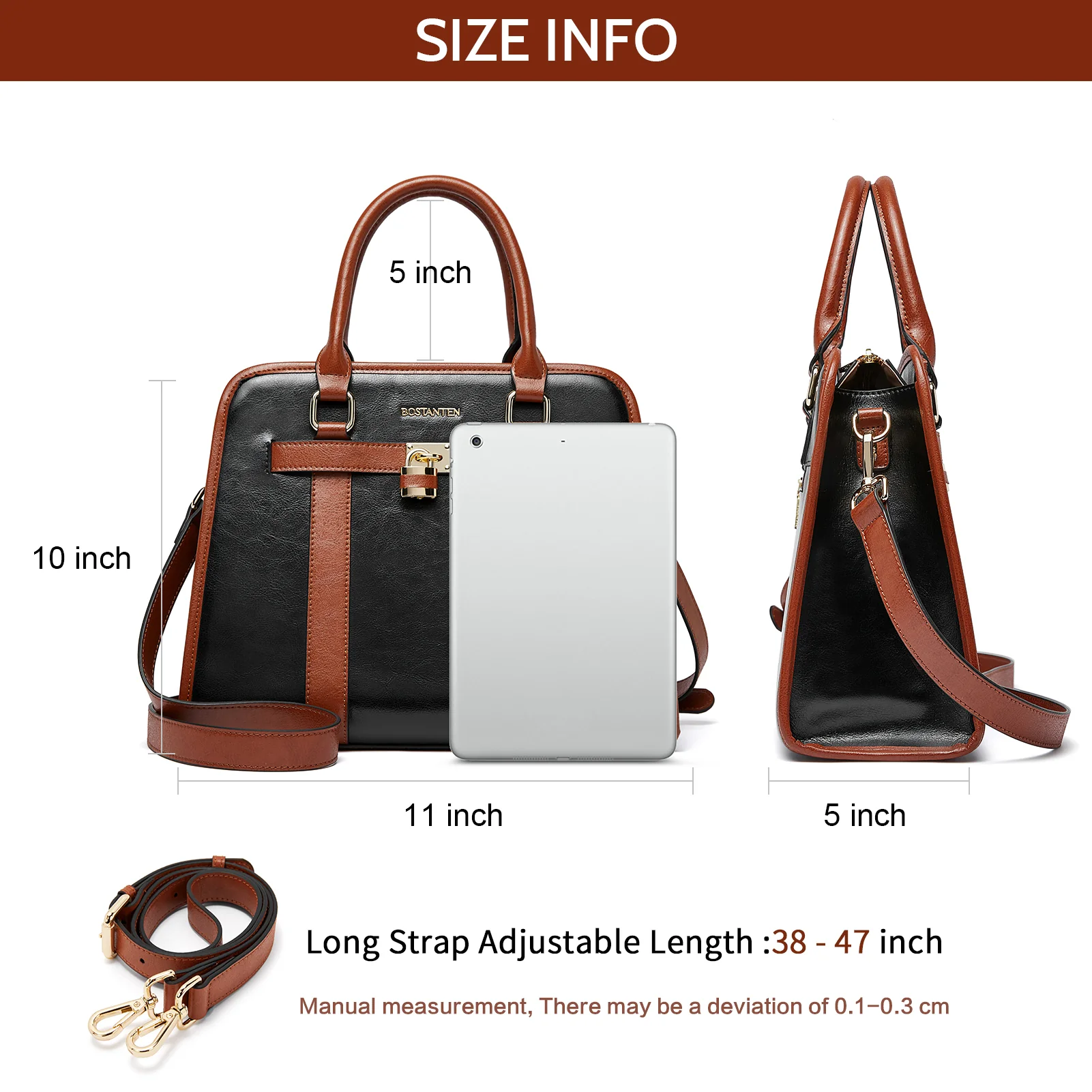 Stylish Two-Tone Top Handle Work Bag - Image 4