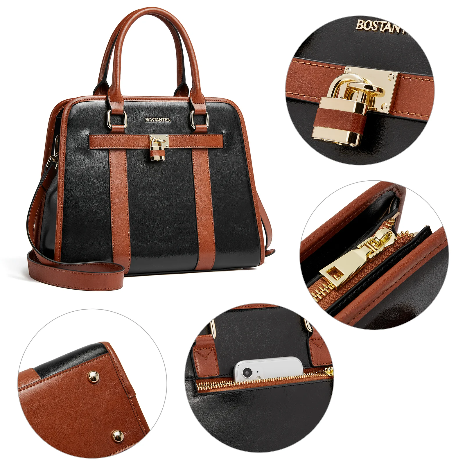 Stylish Two-Tone Top Handle Work Bag - Image 6