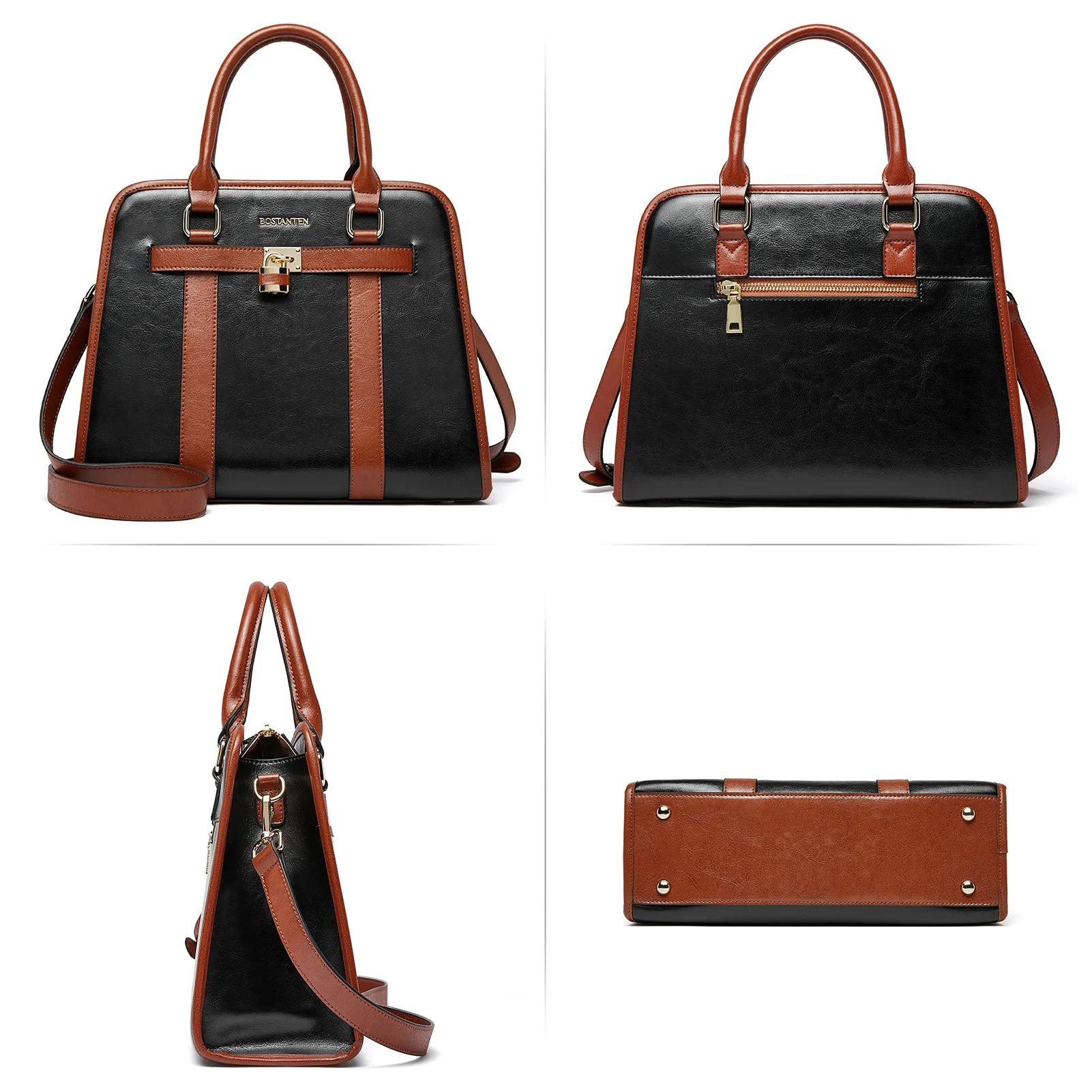 Stylish Two-Tone Top Handle Work Bag - Image 7