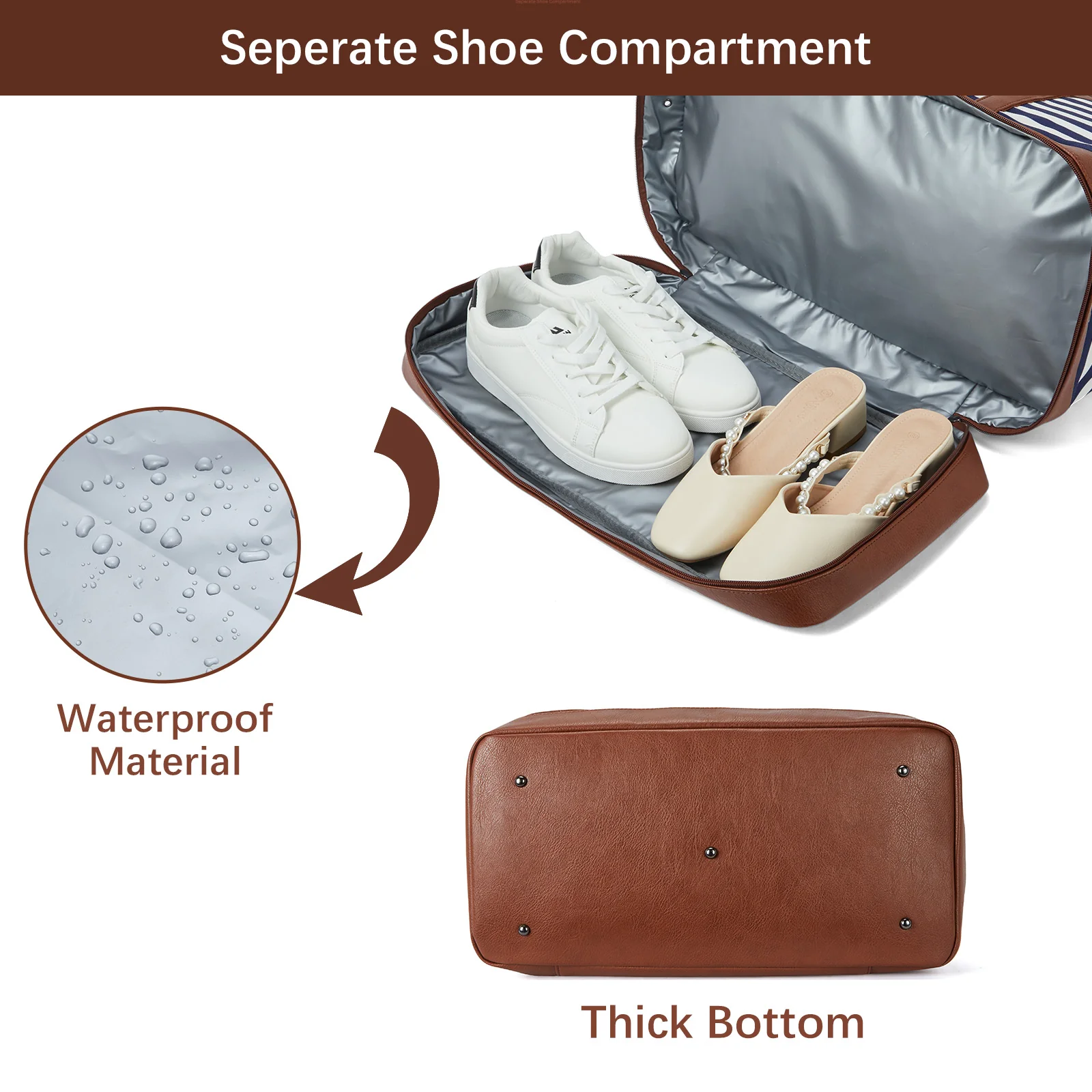 Zenobe 3 Pcs Set Weekender Bag with Shoe Compartment For Travel - Image 28