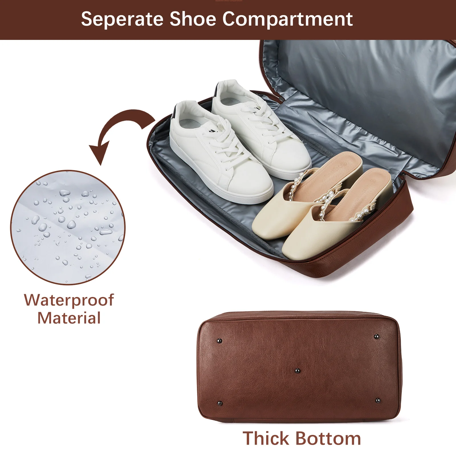 Zenobe 3 Pcs Set Weekender Bag with Shoe Compartment For Travel - Image 6