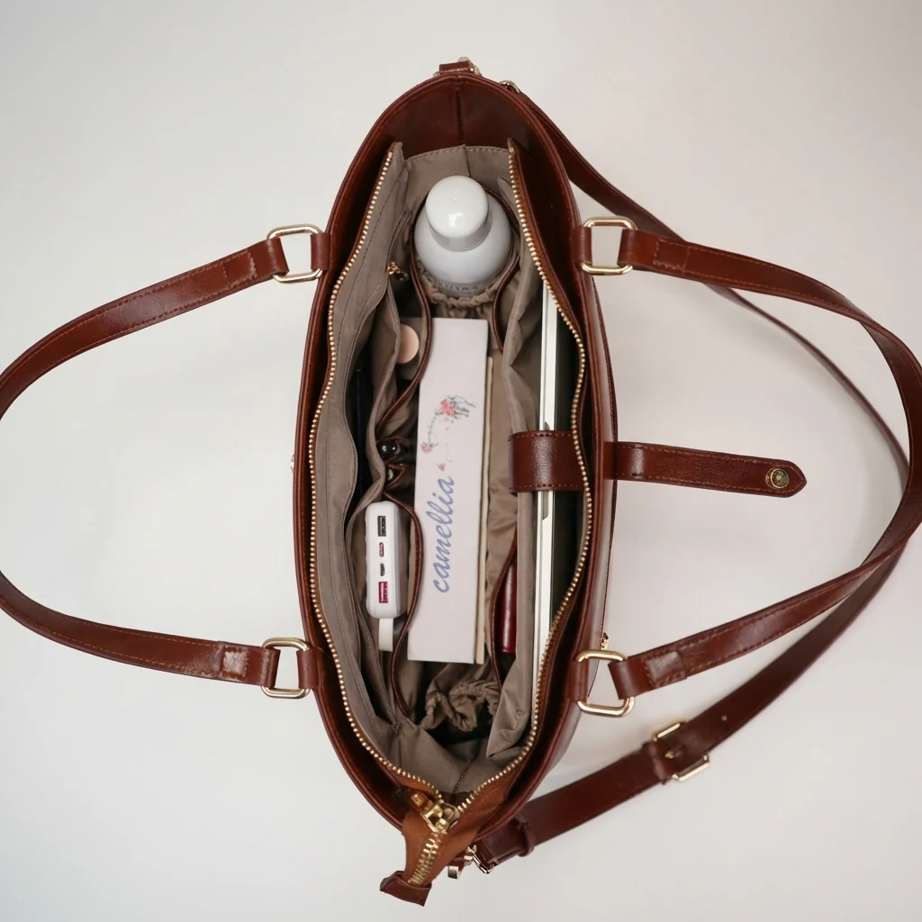 Carol Sequence Genuine Leather Tote Briefcase - Image 5