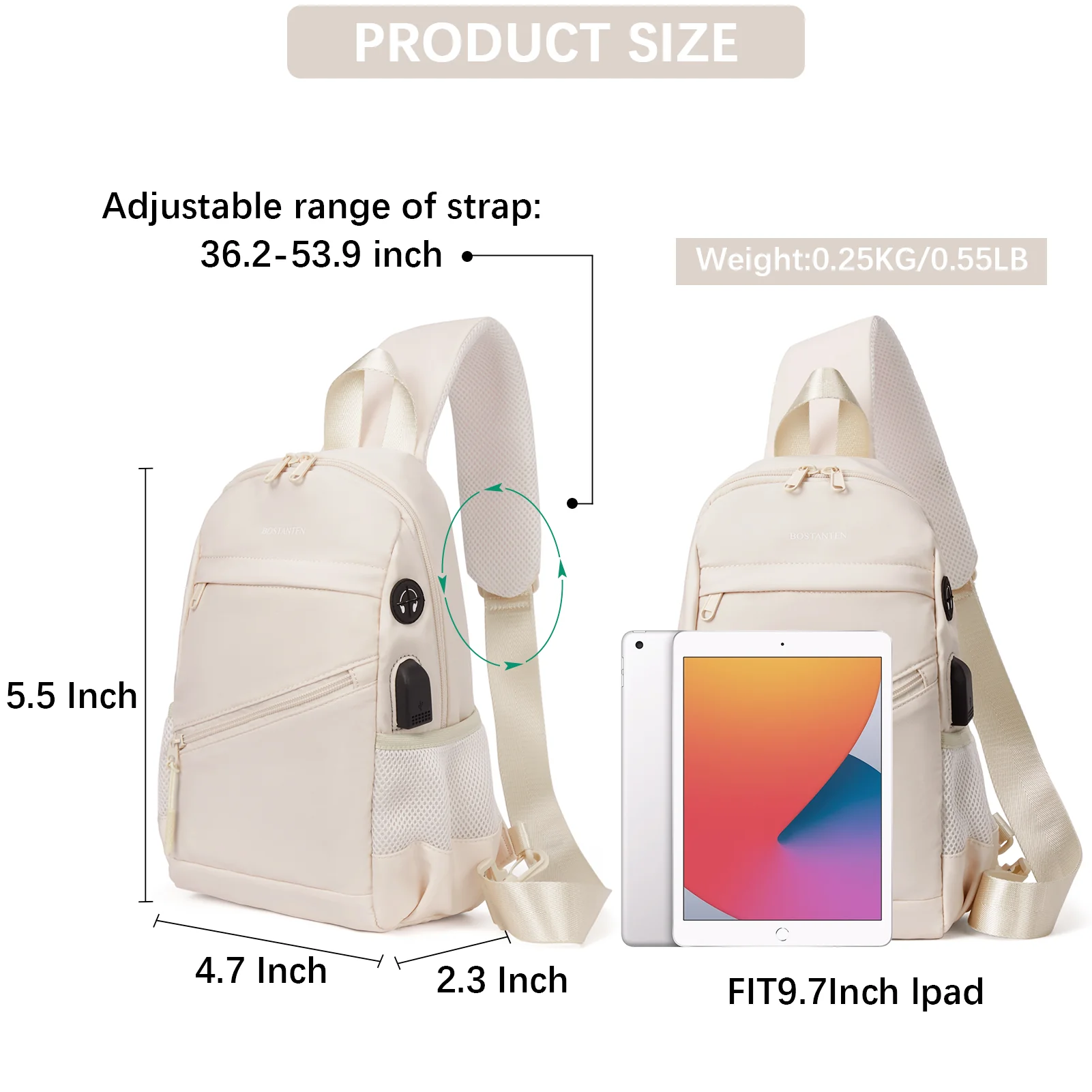 Travel Hands-Free with our Crossbody Sling Bag with USB Charging Port - Image 12