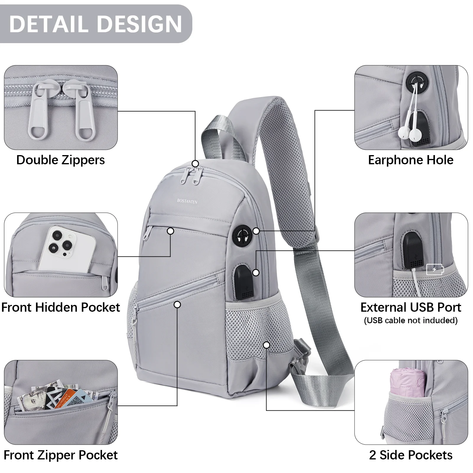 Travel Hands-Free with our Crossbody Sling Bag with USB Charging Port - Image 21