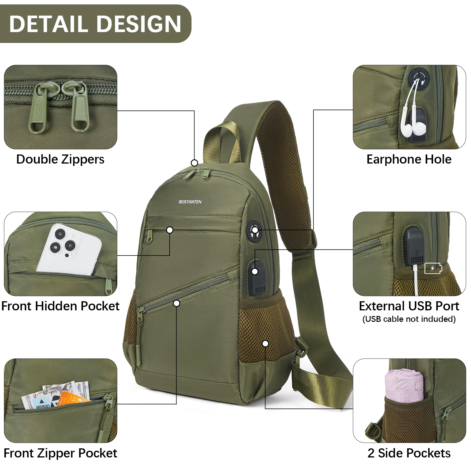 Travel Hands-Free with our Crossbody Sling Bag with USB Charging Port - Image 30