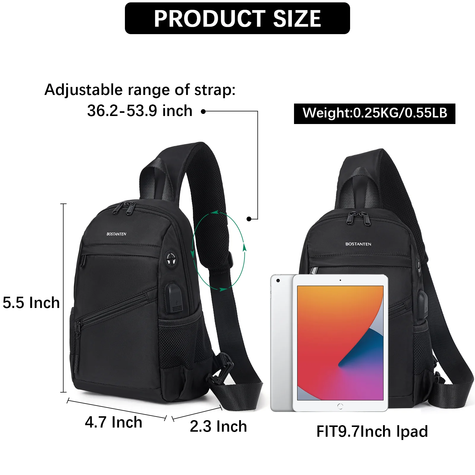 Travel Hands-Free with our Crossbody Sling Bag with USB Charging Port - Image 4
