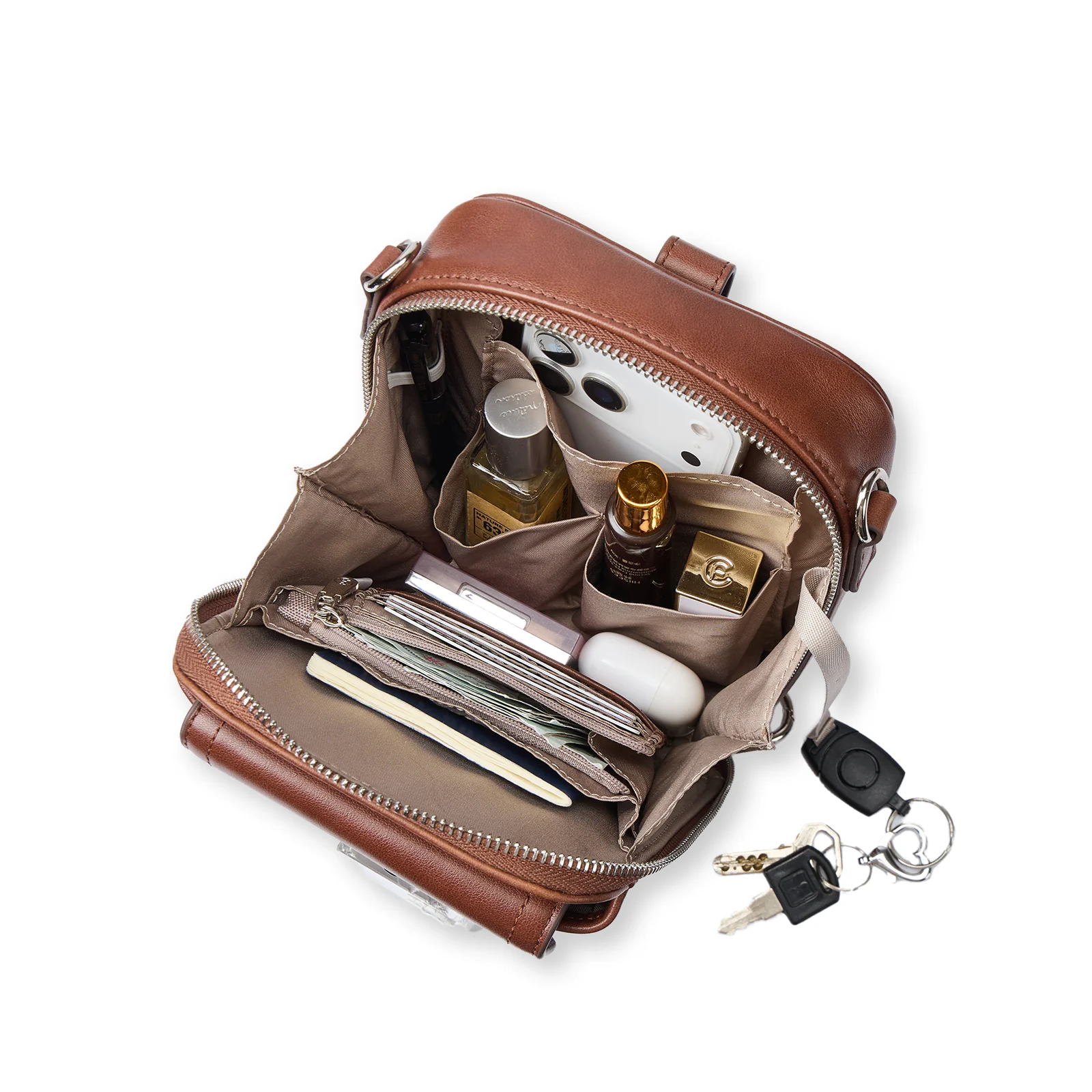 Nevin Vegetable-Tanned Genuine Leather Crossbody Phone Bag - Image 2