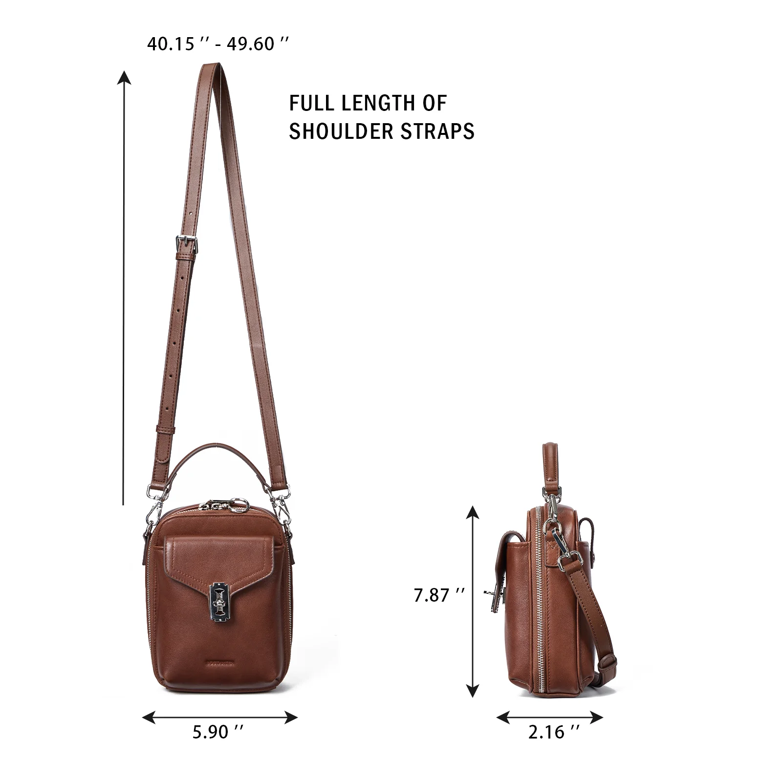 Nevin Vegetable-Tanned Genuine Leather Crossbody Phone Bag - Image 5