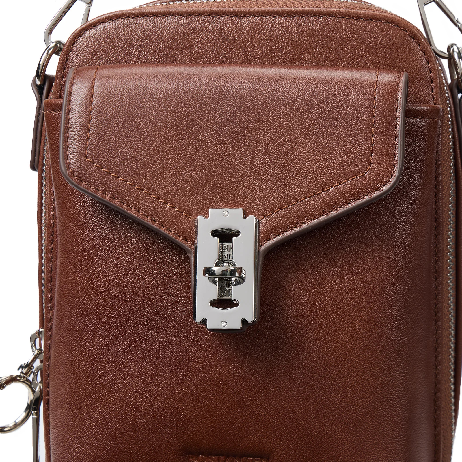 Nevin Vegetable-Tanned Genuine Leather Crossbody Phone Bag - Image 8