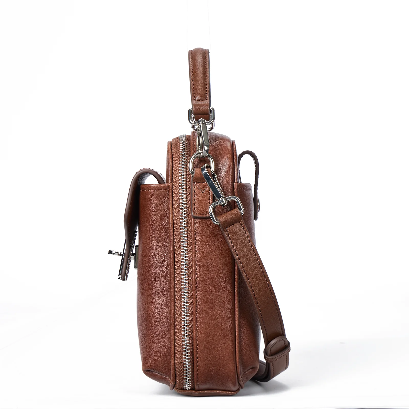 Nevin Vegetable-Tanned Genuine Leather Crossbody Phone Bag - Image 9