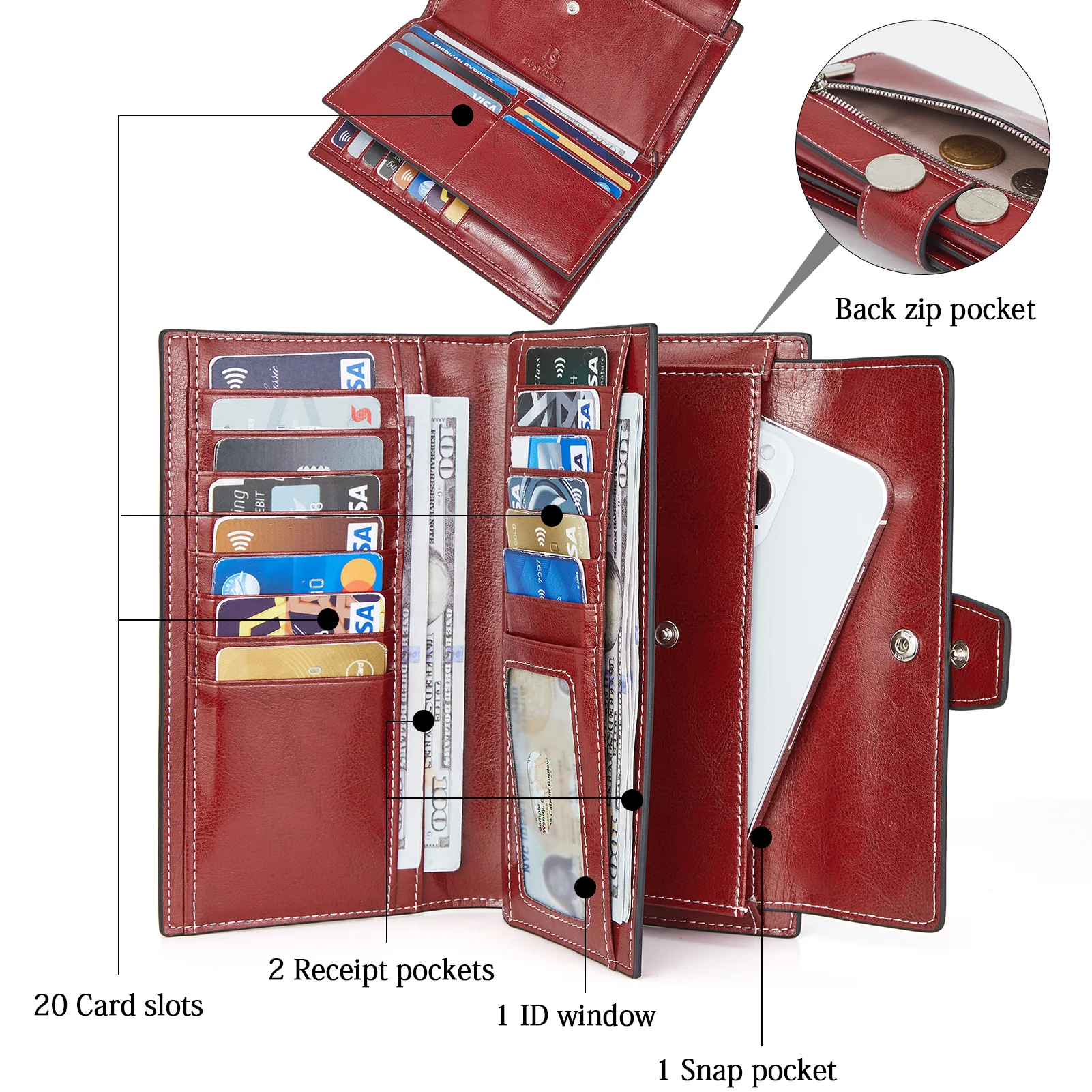 Lomy RFID Genuine Leather Wallet — Checkbook - Image 4